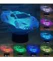 Lampe voiture de course LED 3D 7 couleurs Led - Lampe Moto 3D tactile pour enfant