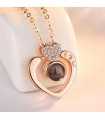 Amour coeur romantique amour mémoire collier de mariage or Rose et argent 100 langues je t'aime Projection pendentif collier
