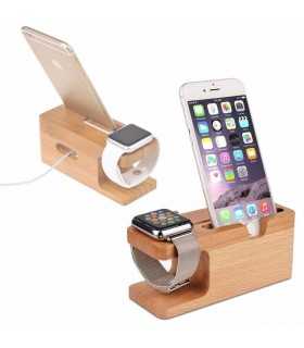 Support de chargeur de quai de chargement en bambou pour Apple Watch iWatch iPhone